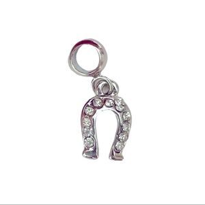 Silver Horseshoe Rhinestone Charm